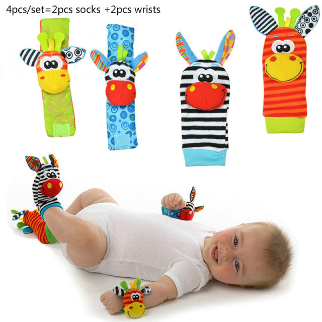 Plush Socks Wrist Strap Rattles Baby Toys