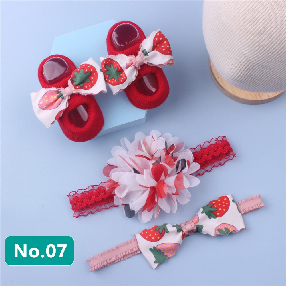 3Pcs/Set Newborn Baby Headband+Sock