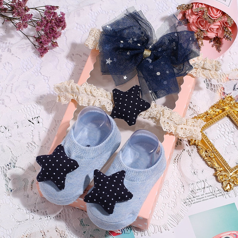 3Pcs/Set Newborn Baby Headband+Sock