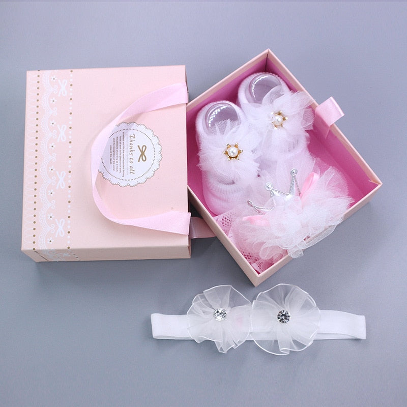 3Pcs/Set Newborn Baby Headband+Sock
