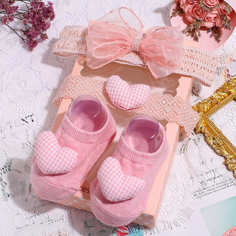 3Pcs/Set Newborn Baby Headband+Sock