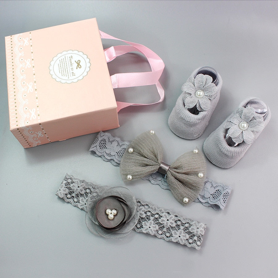 3Pcs/Set Newborn Baby Headband+Sock