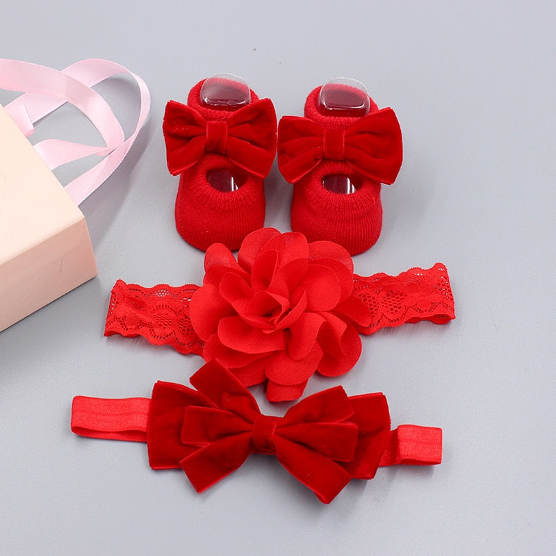 3Pcs/Set Newborn Baby Headband+Sock