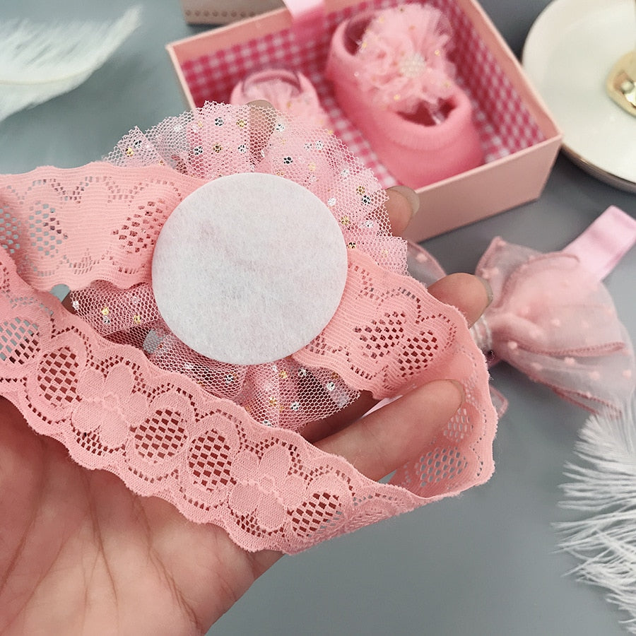 3Pcs/Set Newborn Baby Headband+Sock