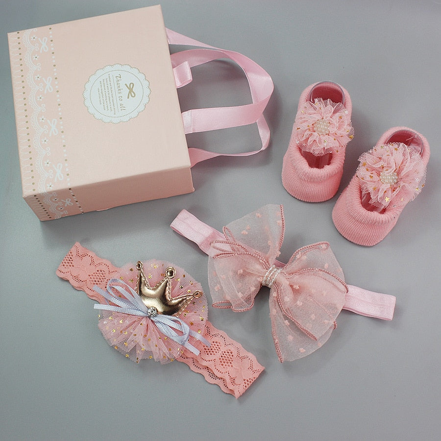 3Pcs/Set Newborn Baby Headband+Sock