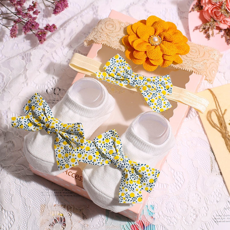 3Pcs/Set Newborn Baby Headband+Sock