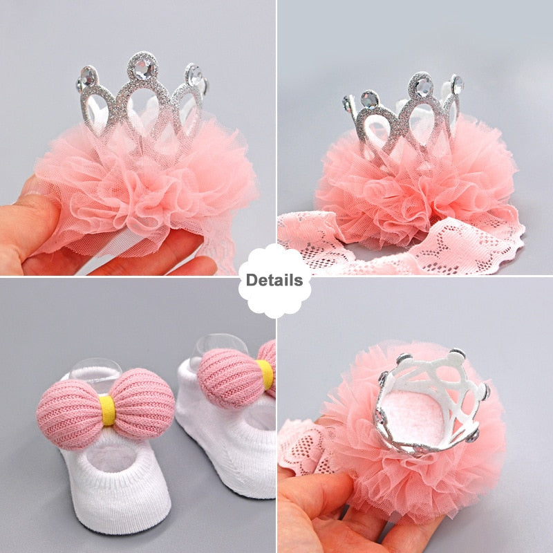 3Pcs/Set Newborn Baby Headband+Sock