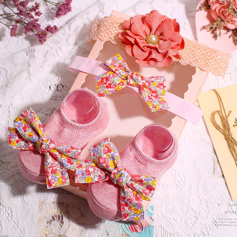 3Pcs/Set Newborn Baby Headband+Sock