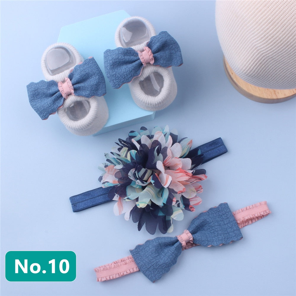 3Pcs/Set Newborn Baby Headband+Sock