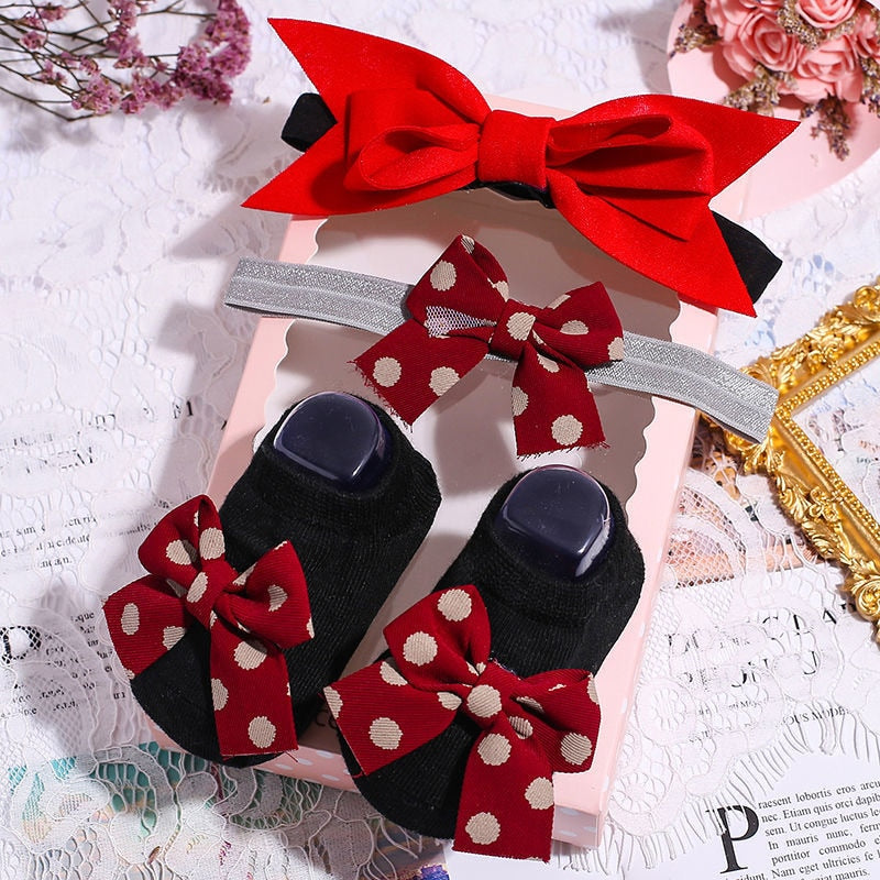 3Pcs/Set Newborn Baby Headband+Sock
