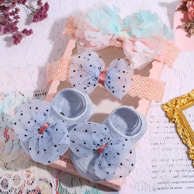 3Pcs/Set Newborn Baby Headband+Sock