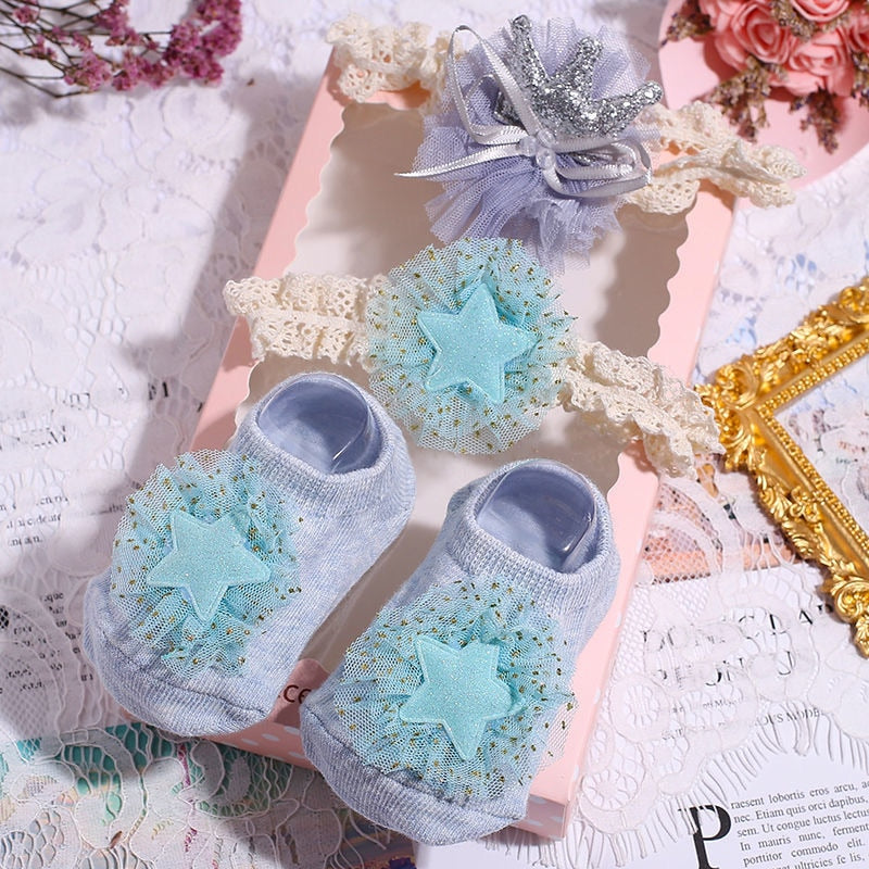 3Pcs/Set Newborn Baby Headband+Sock