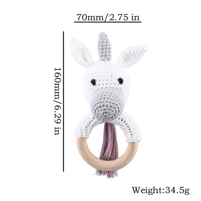 Baby Rattle Toys Wooden Teether Crochet